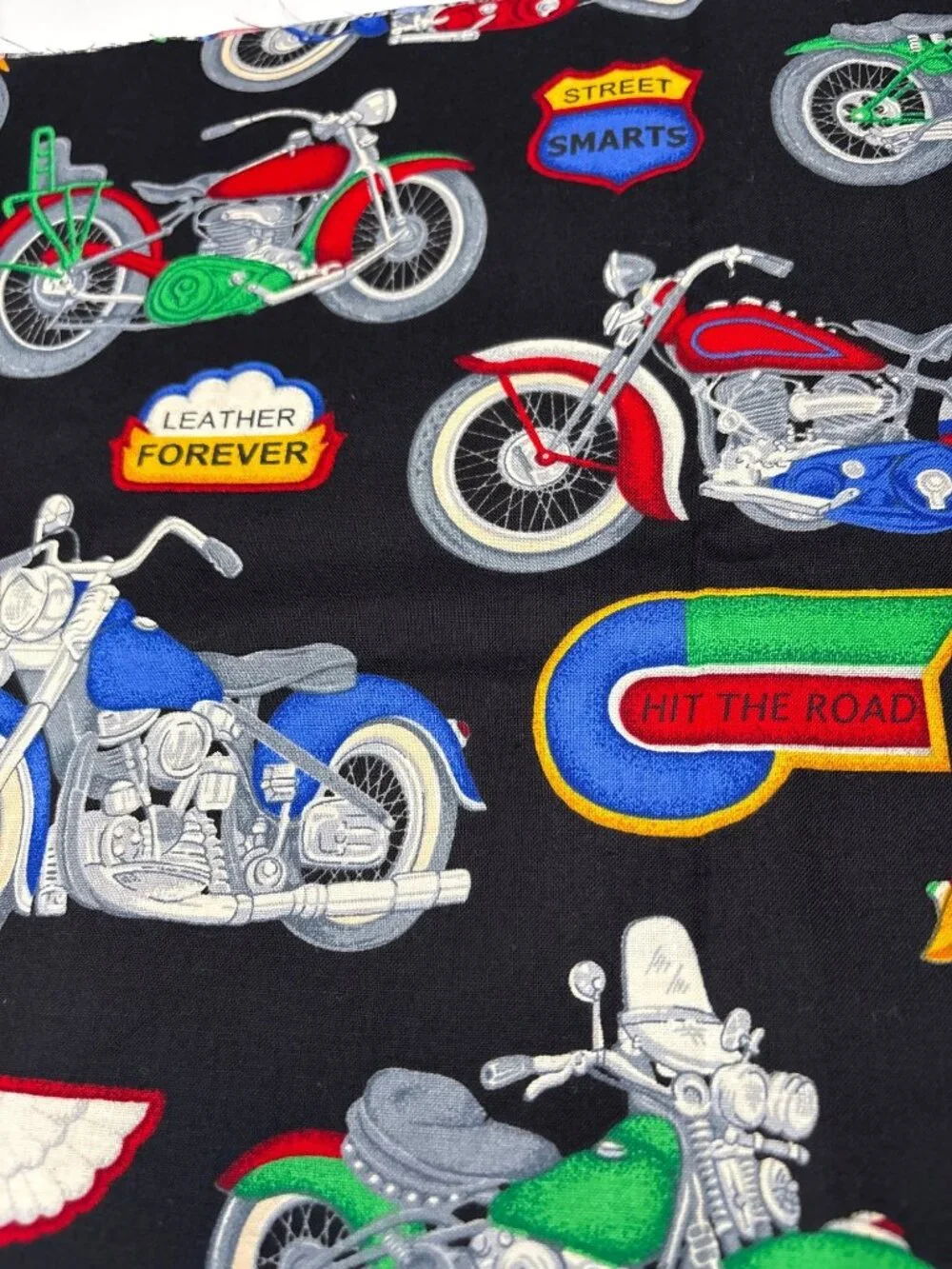 Cranston Motorcycle-Themed Cotton Fabric Print Cruisers 22